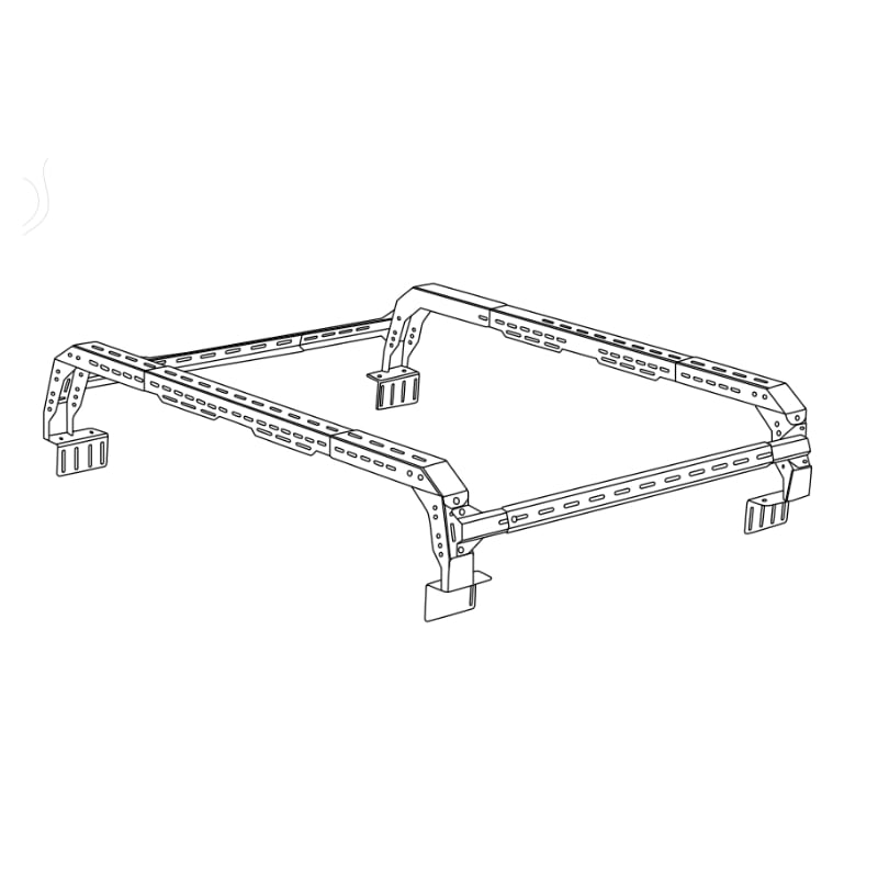 tuwa-pro-shiprock-mid-height-rack-for-t-slot-rails-drawing-rear-corner-view-on-white-background