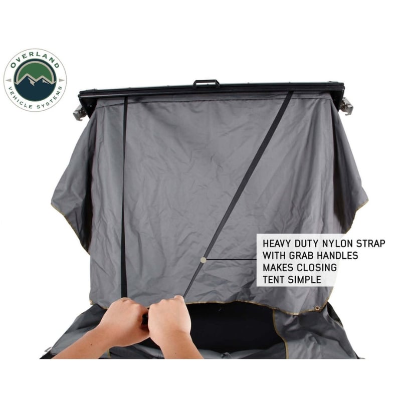 overland-vehicle-systems-mamba-hard-shell-roof-top-tent-open-rear-view-with-operating-instructions